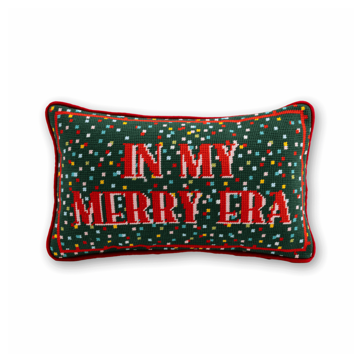 Merry Era Needlepoint Pillow - Poppy & Vine