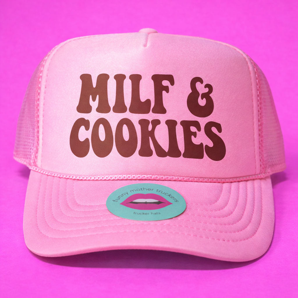 MILF & COOKIES TRUCKER HAT FUNNY MOTHER TRUCKERS
