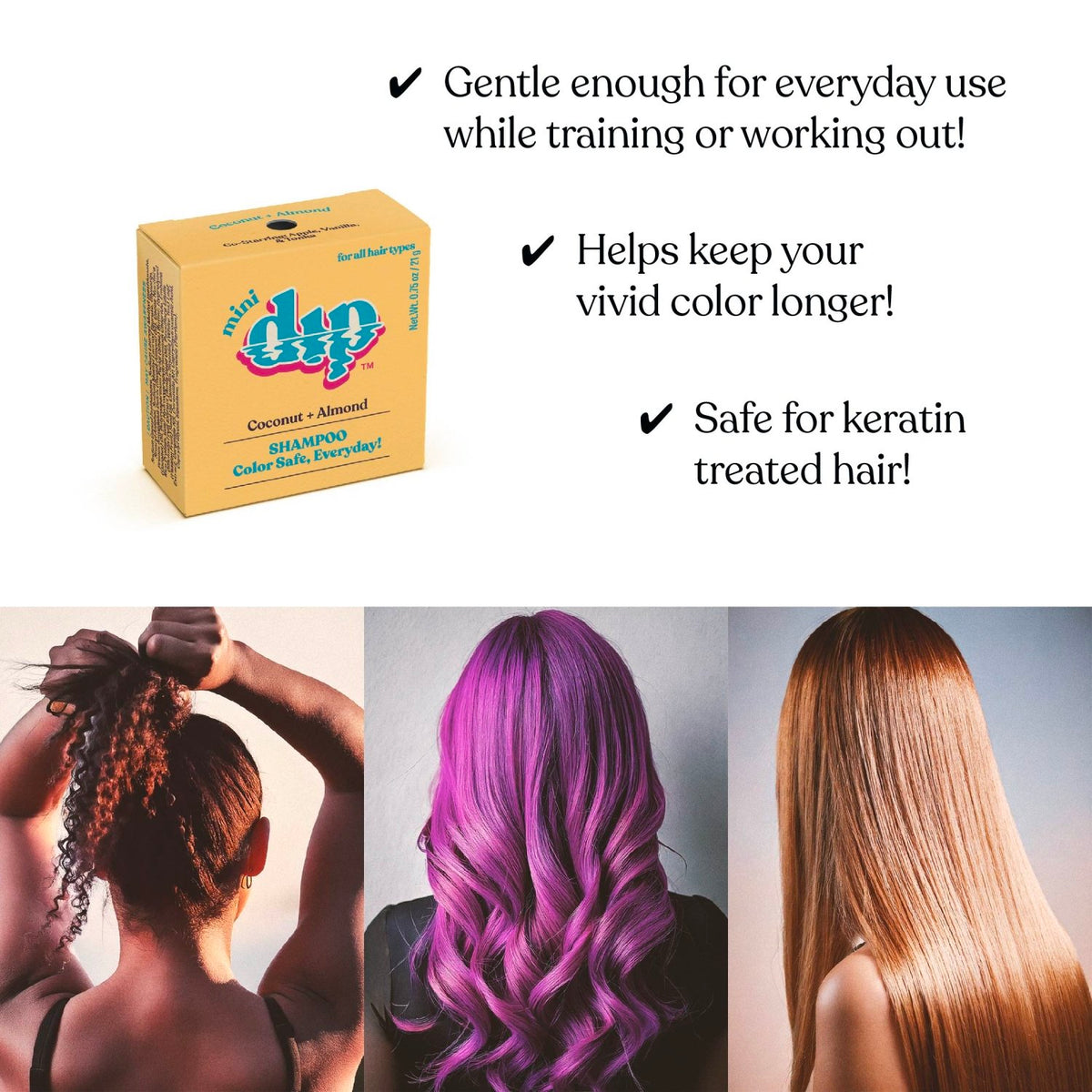 Mini Dip Shampoo Bar: Color Safe, Everyday - Coconut & Almond - Poppy & Vine