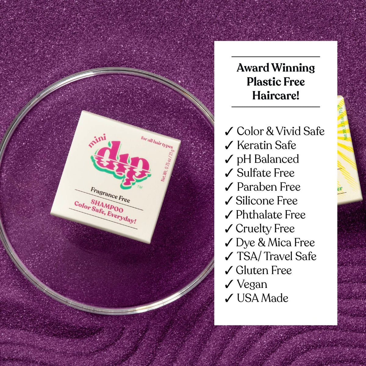Mini Dip Shampoo Bar: Color Safe, Everyday - Fragrance Free - Poppy & Vine