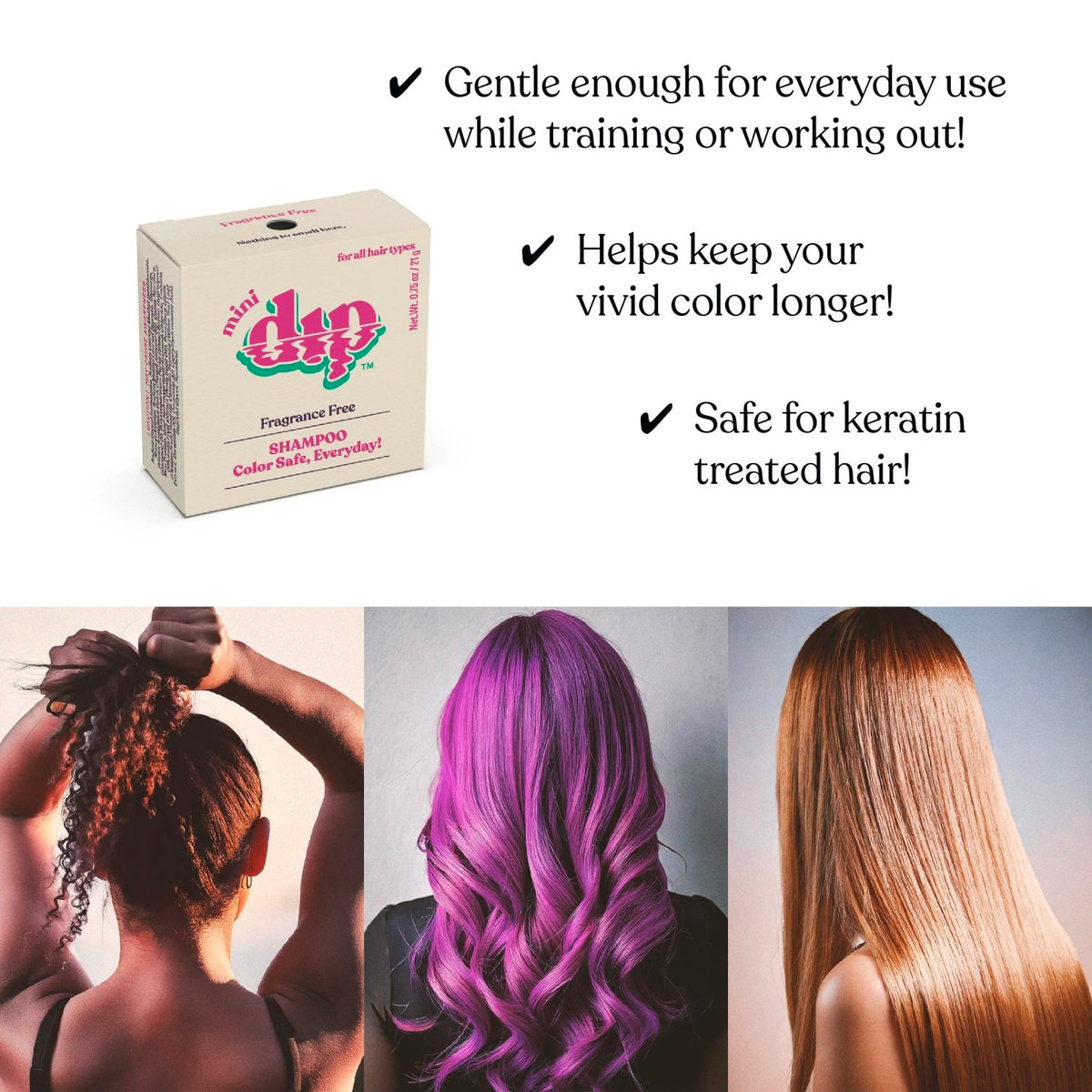 Mini Dip Shampoo Bar: Color Safe, Everyday - Fragrance Free - Poppy & Vine