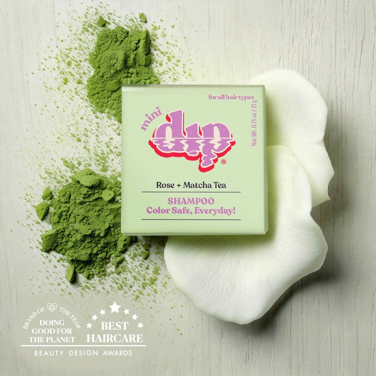 Mini Dip Shampoo Bar: Color Safe, Everyday - Rose & Matcha Tea - Poppy & Vine