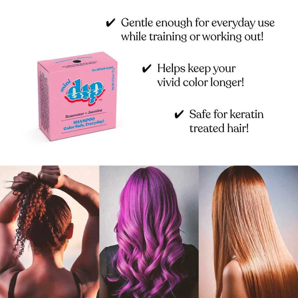 Mini Dip Shampoo Bar: Color Safe, Everyday - Rosewater & Jasmine - Poppy & Vine
