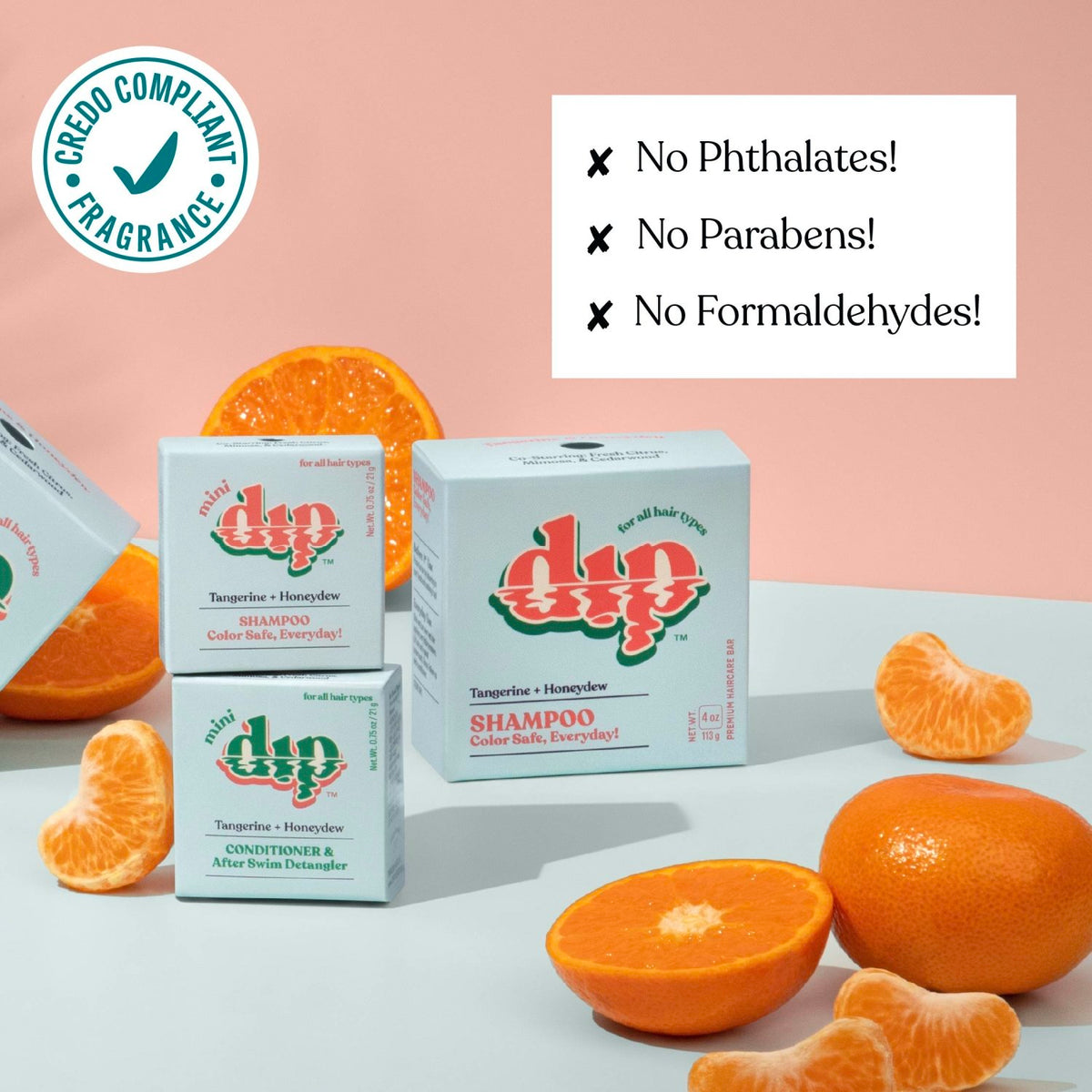 Mini Dip Shampoo Bar: Color Safe, Everyday - Tangerine & Honeydew - Poppy & Vine