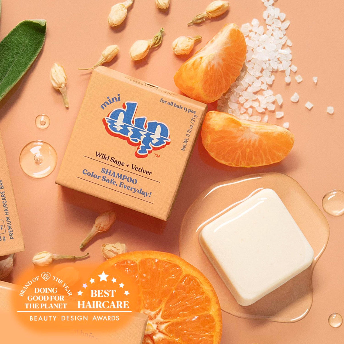 Mini Dip Shampoo Bar: Color Safe, Everyday - Wild Sage & Vetiver - Poppy & Vine