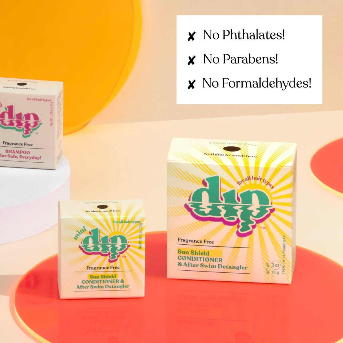 Mini Dip Sun Shield: Conditioner Bar & After Swim Detangler Fragrance Free - Poppy & Vine
