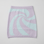 Mod Swirl Sweater Mini Skirt | Lilac & Pale Blue Knit Skirt with Intarsia Design (SM–XL) - Poppy & Vine
