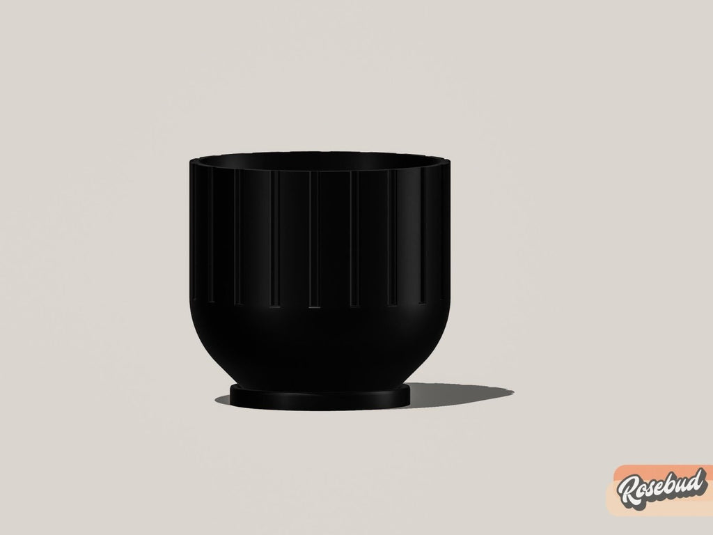 Modern Indoor Planter with Drainage – 3D Printed Fluted Plant Pot, Vertical Ribbed Design, Minimalist Decor Accent, Mid-Bubble - Poppy & Vine