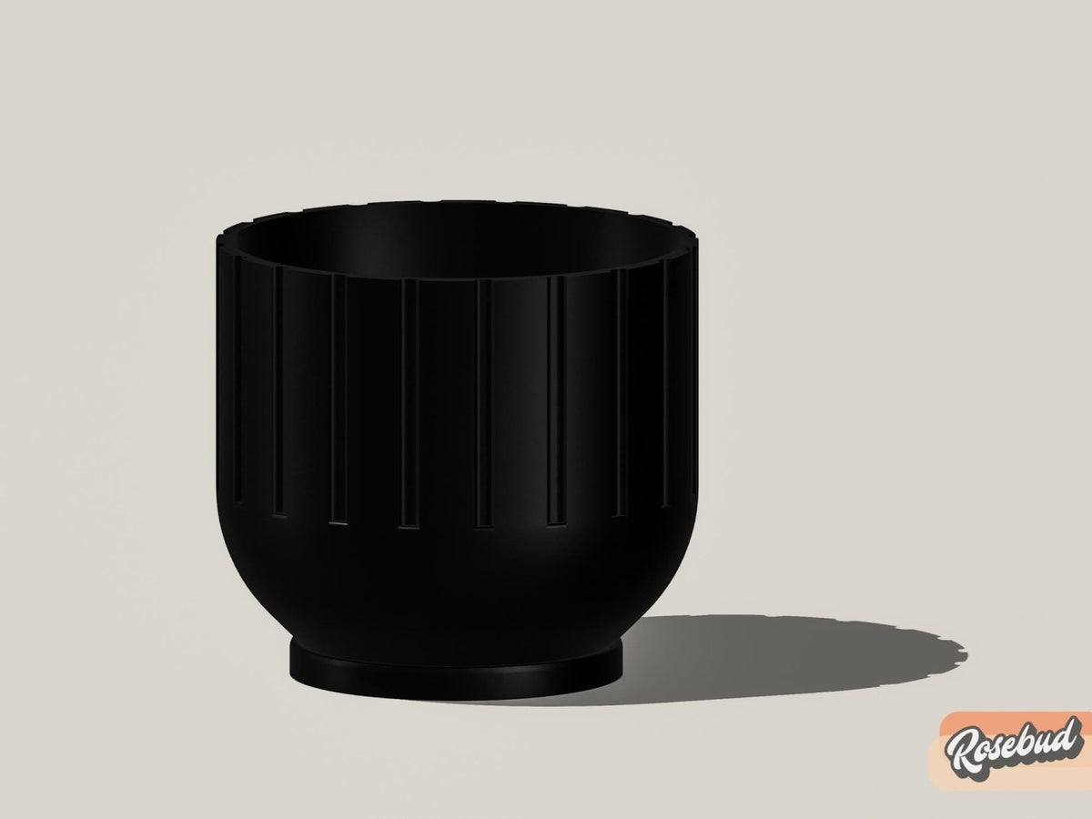 Modern Indoor Planter with Drainage – 3D Printed Fluted Plant Pot, Vertical Ribbed Design, Minimalist Decor Accent, Mid-Bubble - Poppy & Vine