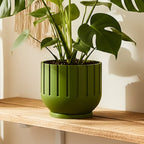 Modern Indoor Planter with Drainage – 3D Printed Fluted Plant Pot, Vertical Ribbed Design, Minimalist Decor Accent, Mid-Bubble - Poppy & Vine
