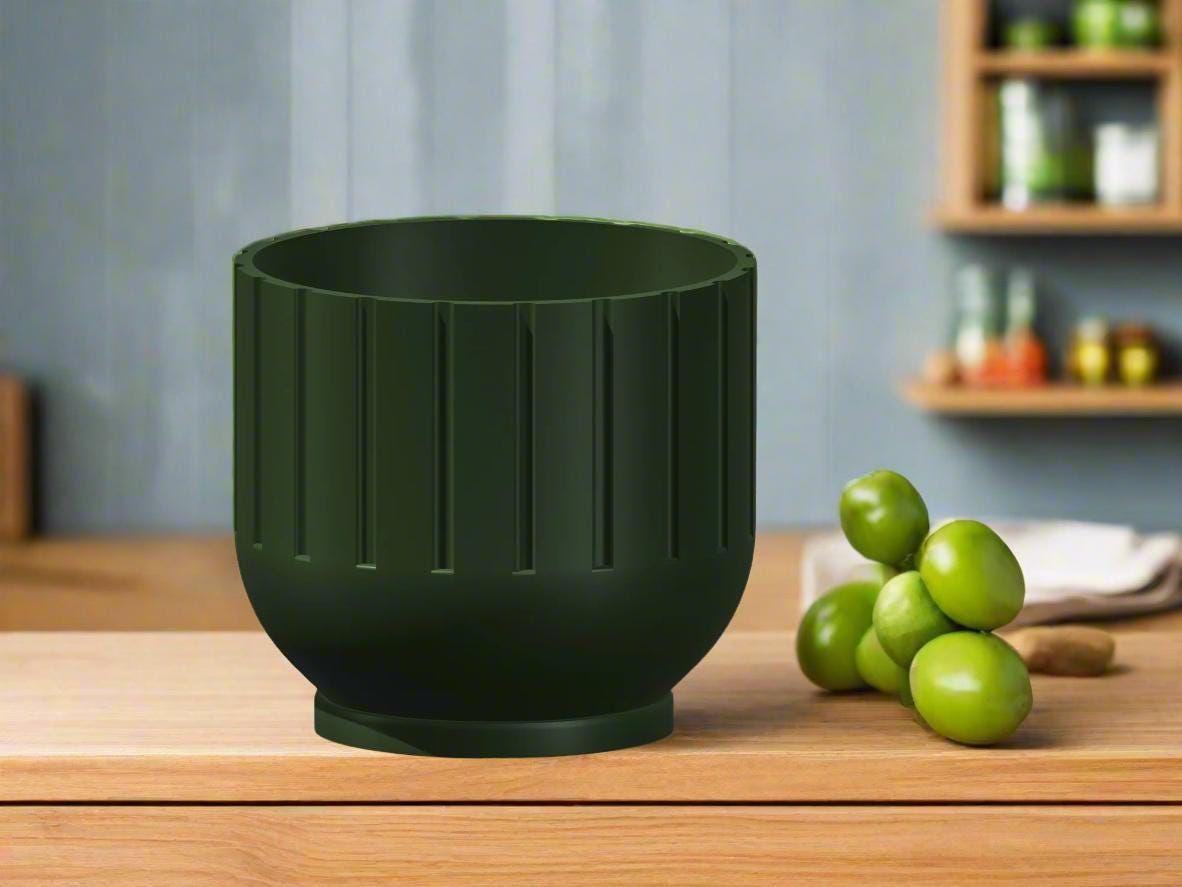 Modern Indoor Planter with Drainage – 3D Printed Fluted Plant Pot, Vertical Ribbed Design, Minimalist Decor Accent, Mid-Bubble - Poppy & Vine