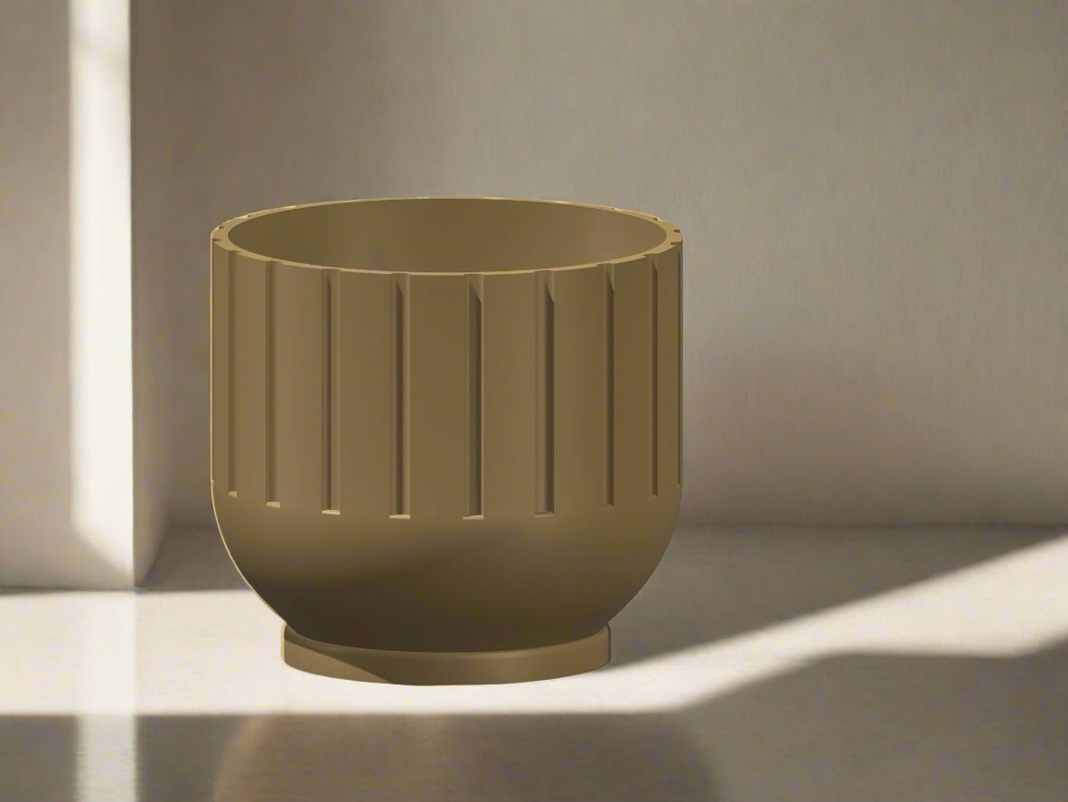 Modern Indoor Planter with Drainage – 3D Printed Fluted Plant Pot, Vertical Ribbed Design, Minimalist Decor Accent, Mid-Bubble - Poppy & Vine