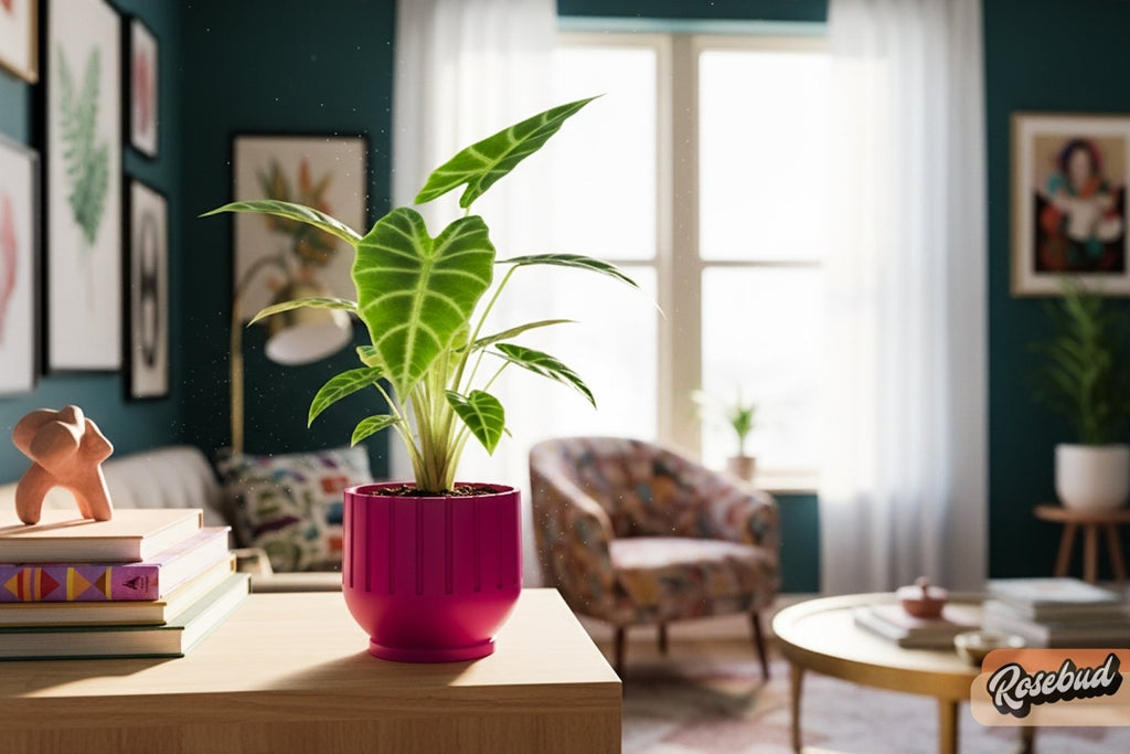 Modern Indoor Planter with Drainage – 3D Printed Fluted Plant Pot, Vertical Ribbed Design, Minimalist Decor Accent, Mid-Bubble - Poppy & Vine