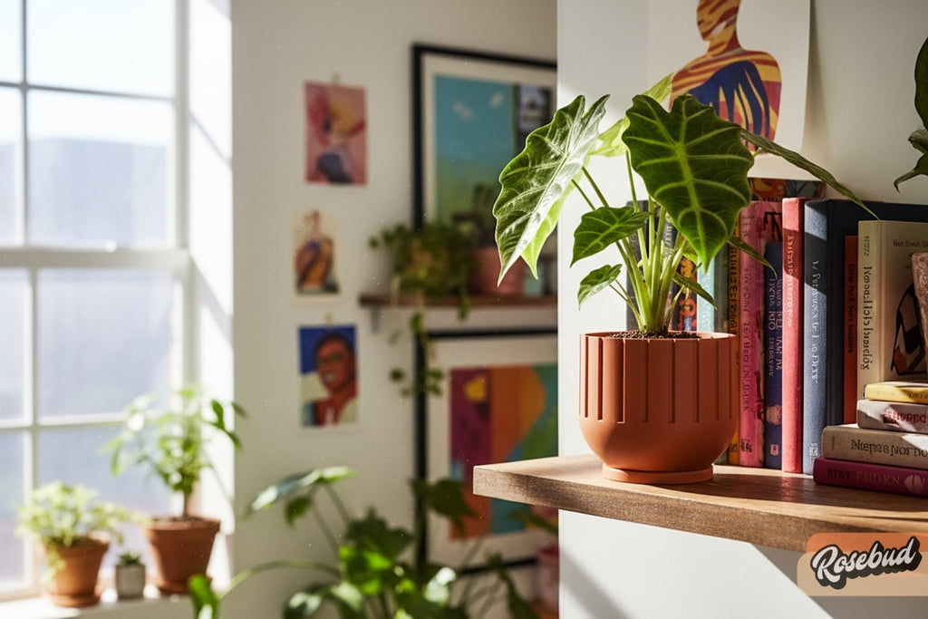 Modern Indoor Planter with Drainage – 3D Printed Fluted Plant Pot, Vertical Ribbed Design, Minimalist Decor Accent, Mid-Bubble - Poppy & Vine