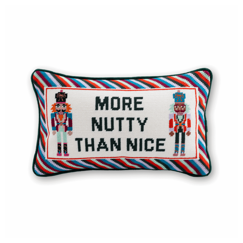 More Nutty Needlepoint Pillow - Poppy & Vine