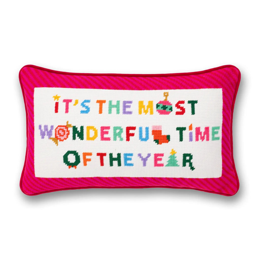 Most Wonderful Time Needlepoint Pillow - Poppy & Vine