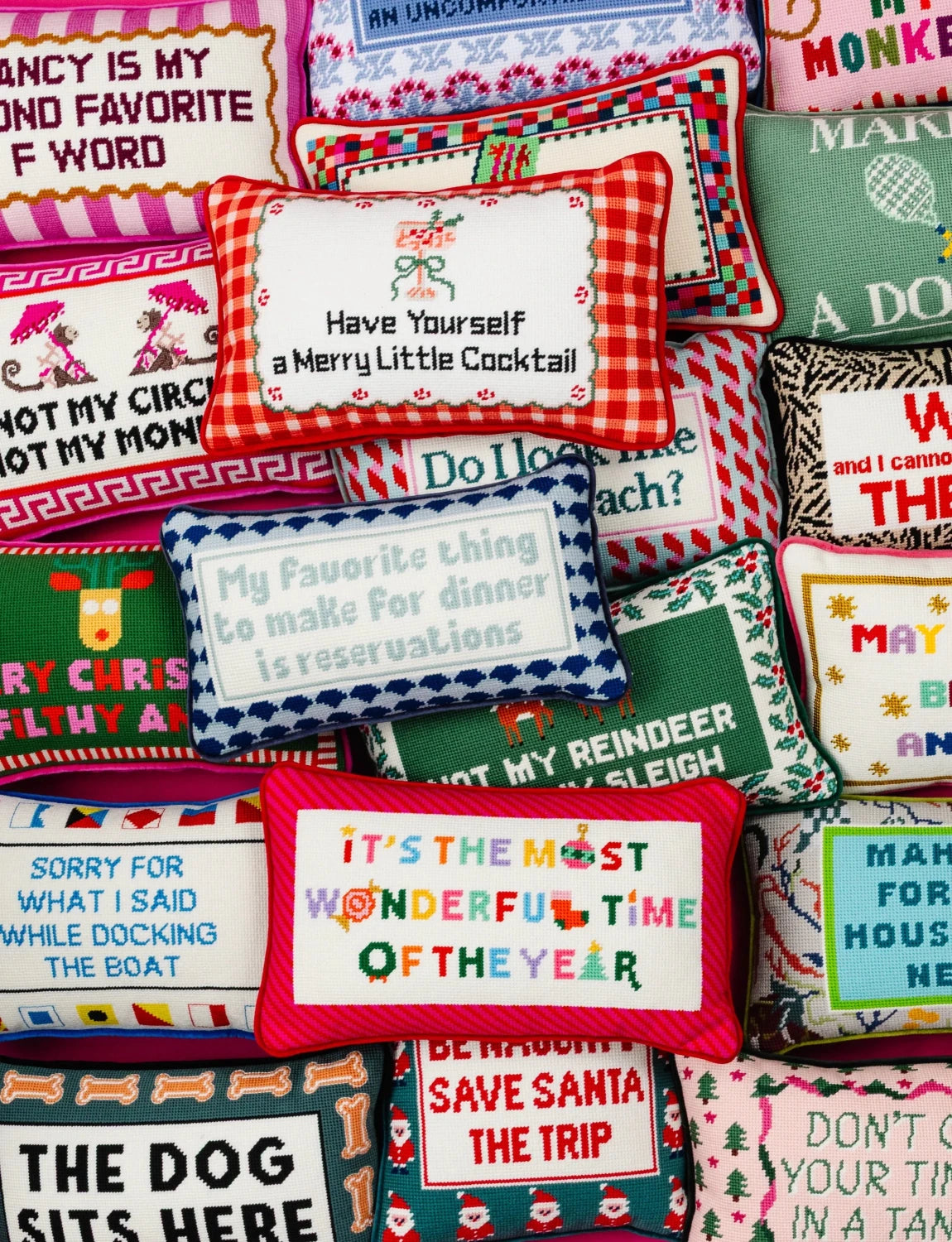 Most Wonderful Time Needlepoint Pillow - Poppy & Vine