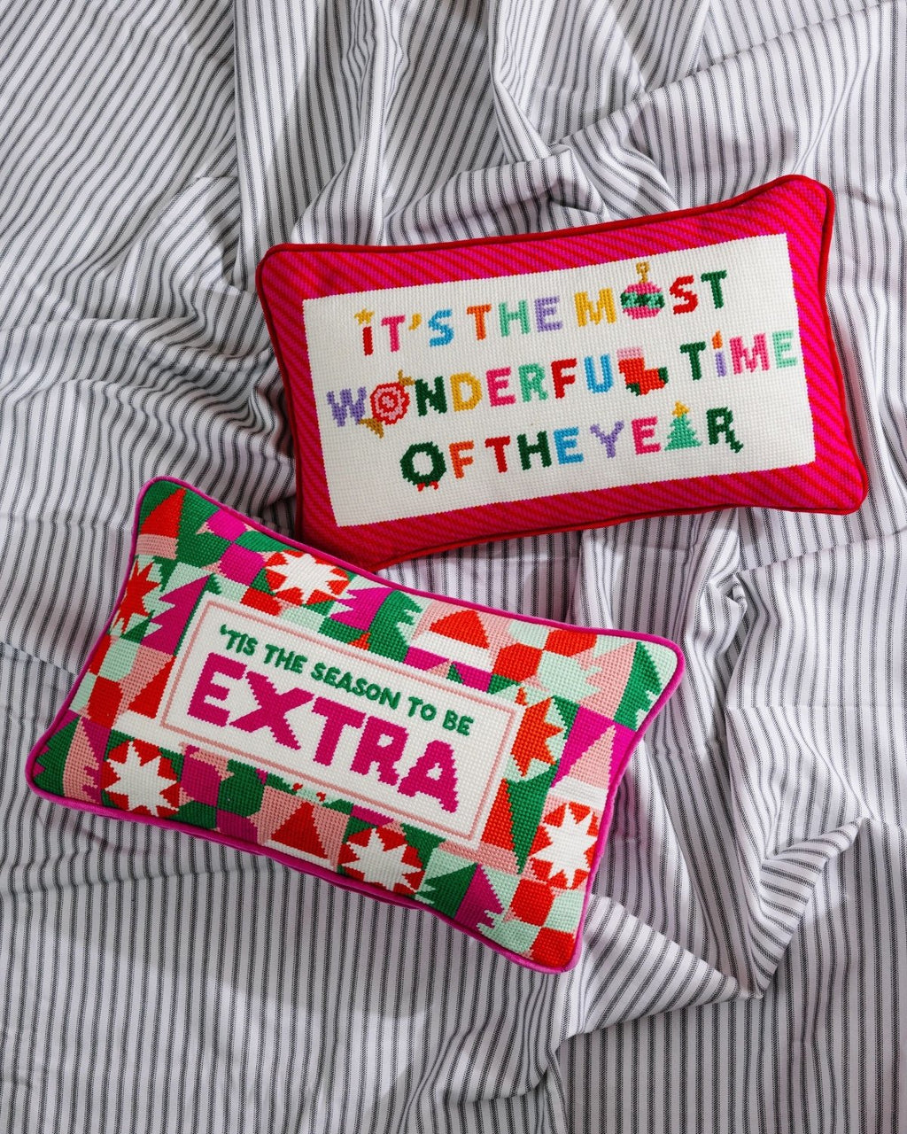 Most Wonderful Time Needlepoint Pillow - Poppy & Vine