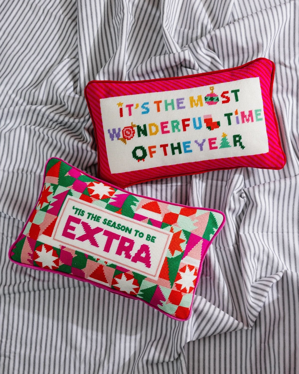 Most Wonderful Time Needlepoint Pillow - Poppy & Vine