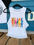 Neon Horses Cropped Tank - Poppy & Vine