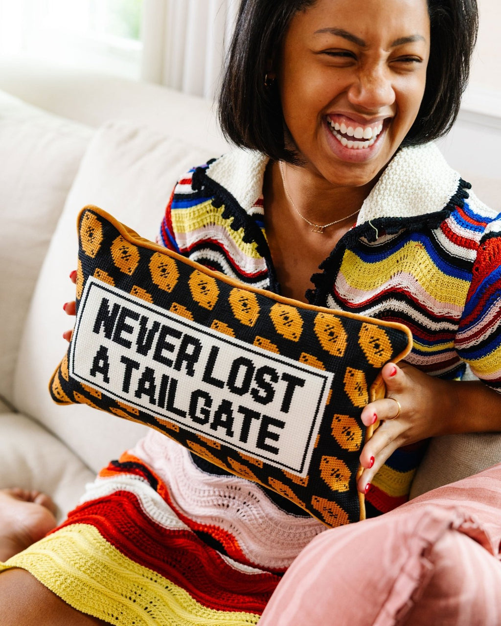 Never Lost A Tailgate Needlepoint Pillow - Poppy & Vine