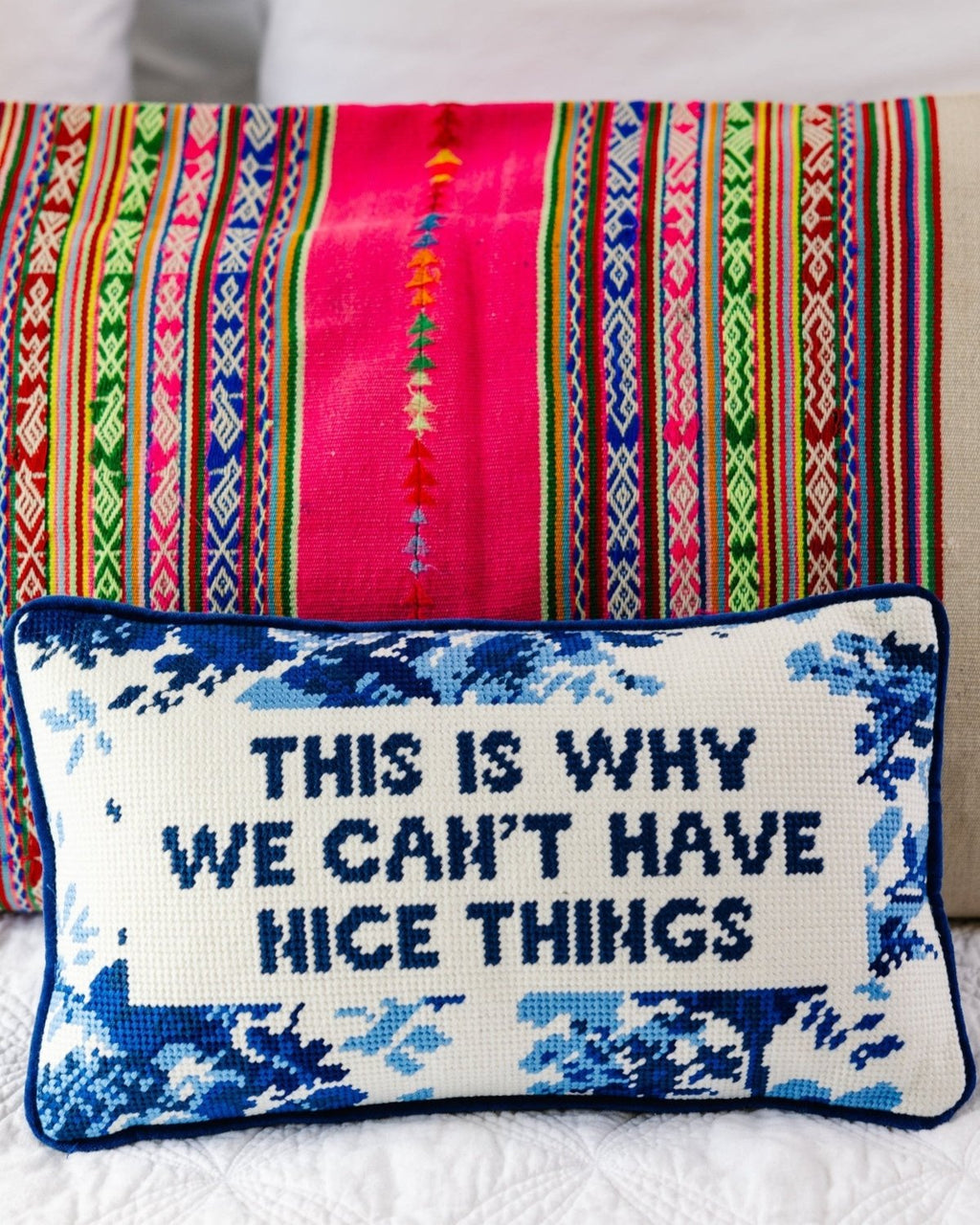 Nice Things Needlepoint Pillow - Poppy & Vine