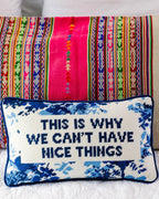 Nice Things Needlepoint Pillow - Poppy & Vine