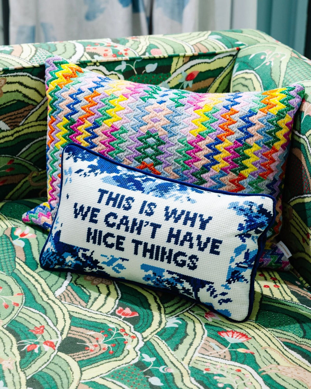 Nice Things Needlepoint Pillow - Poppy & Vine