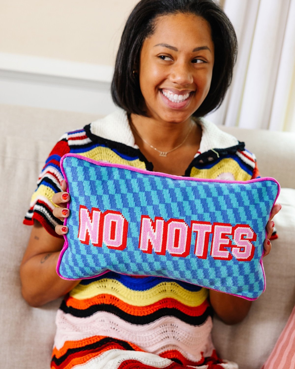 No Notes Needlepoint Pillow - Poppy & Vine