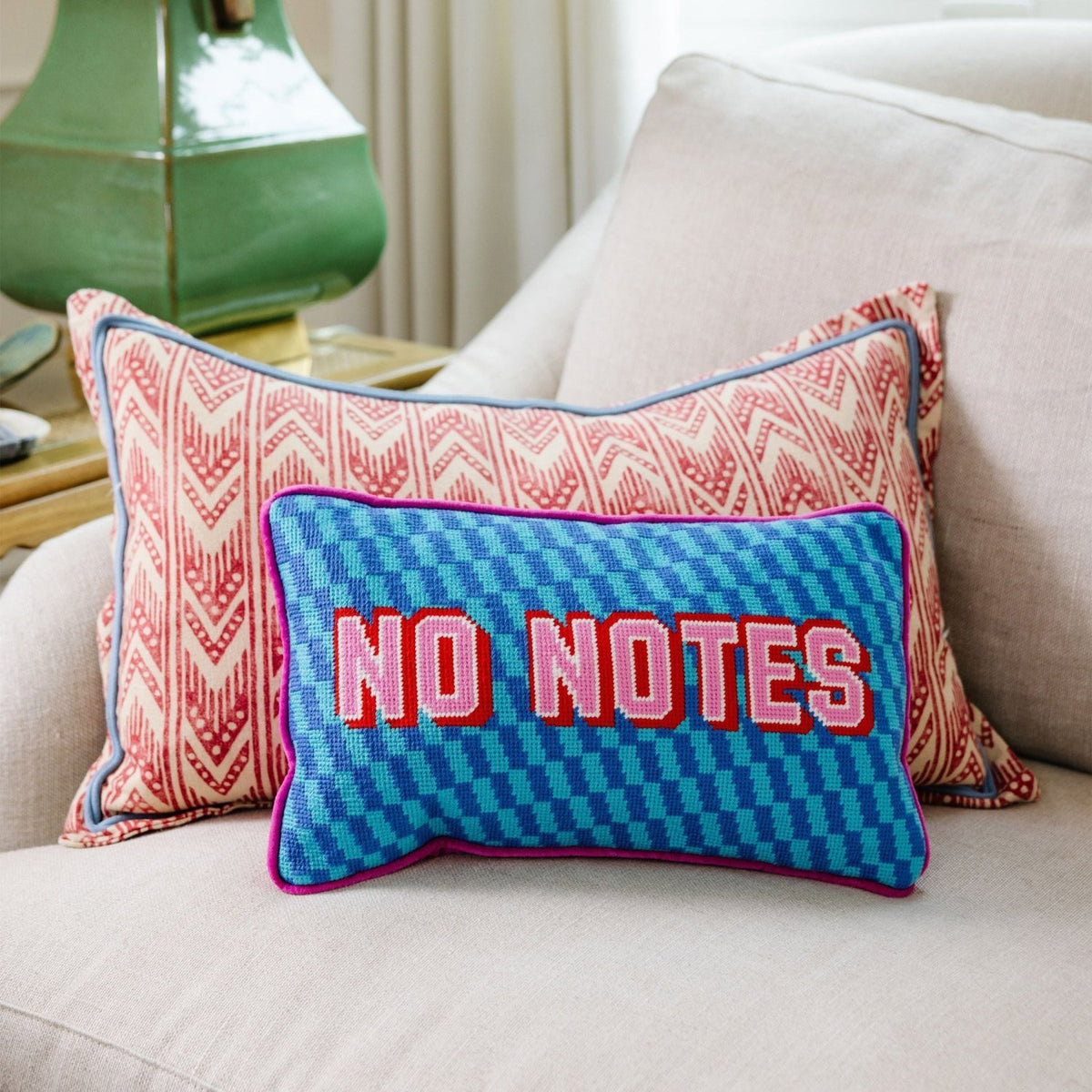 No Notes Needlepoint Pillow - Poppy & Vine