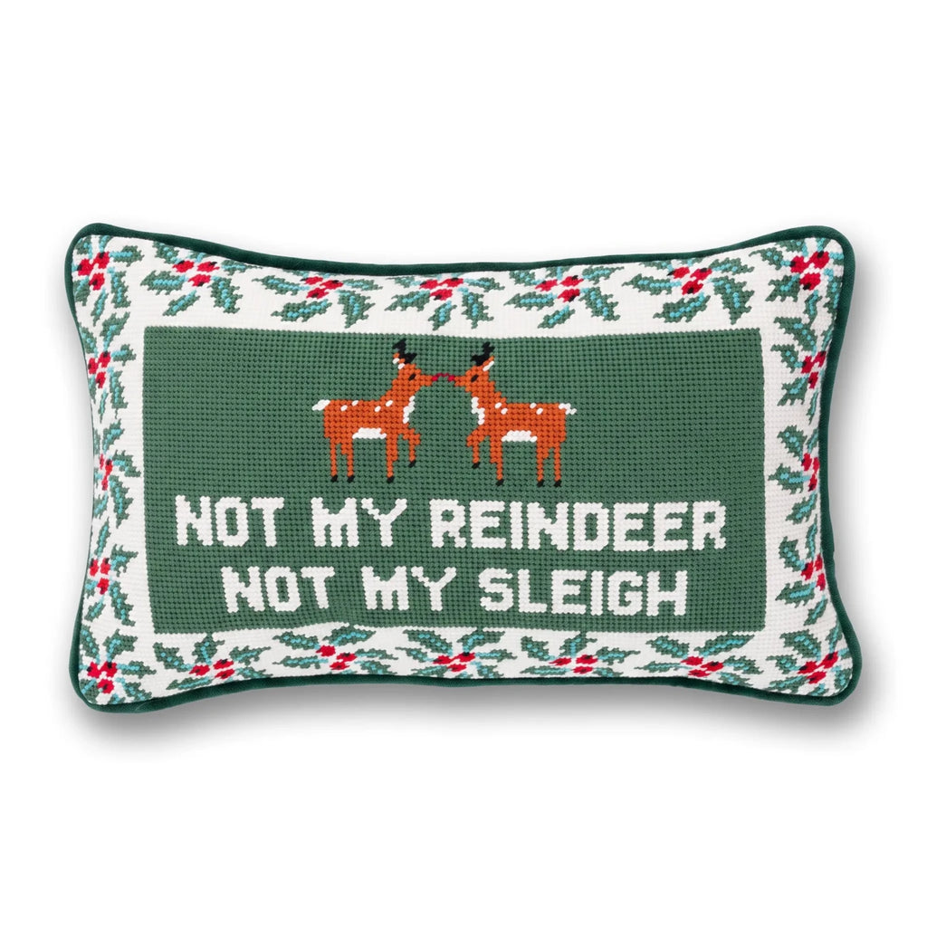 Not My Reindeer Needlepoint Pillow - Poppy & Vine