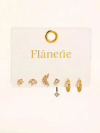 Novaé 18K Gold Non-Tarnish CZ Mix Earring Set - Poppy & Vine