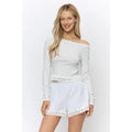 Off-Shoulder Lace Trim Top & Shorts Set