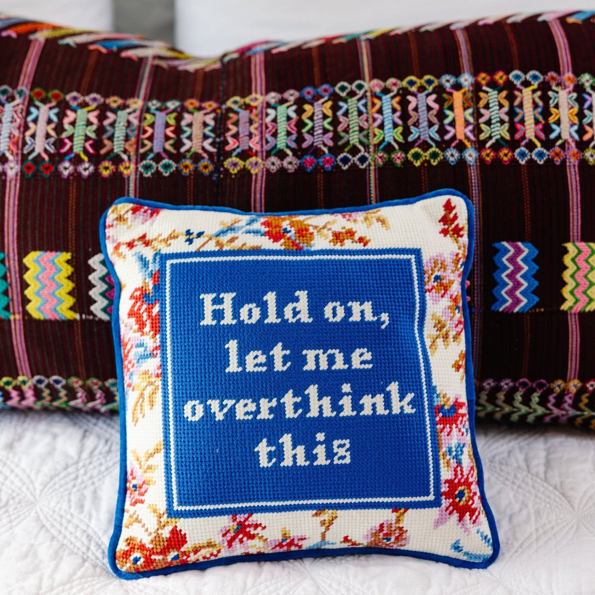 Overthink Needlepoint Pillow - Poppy & Vine