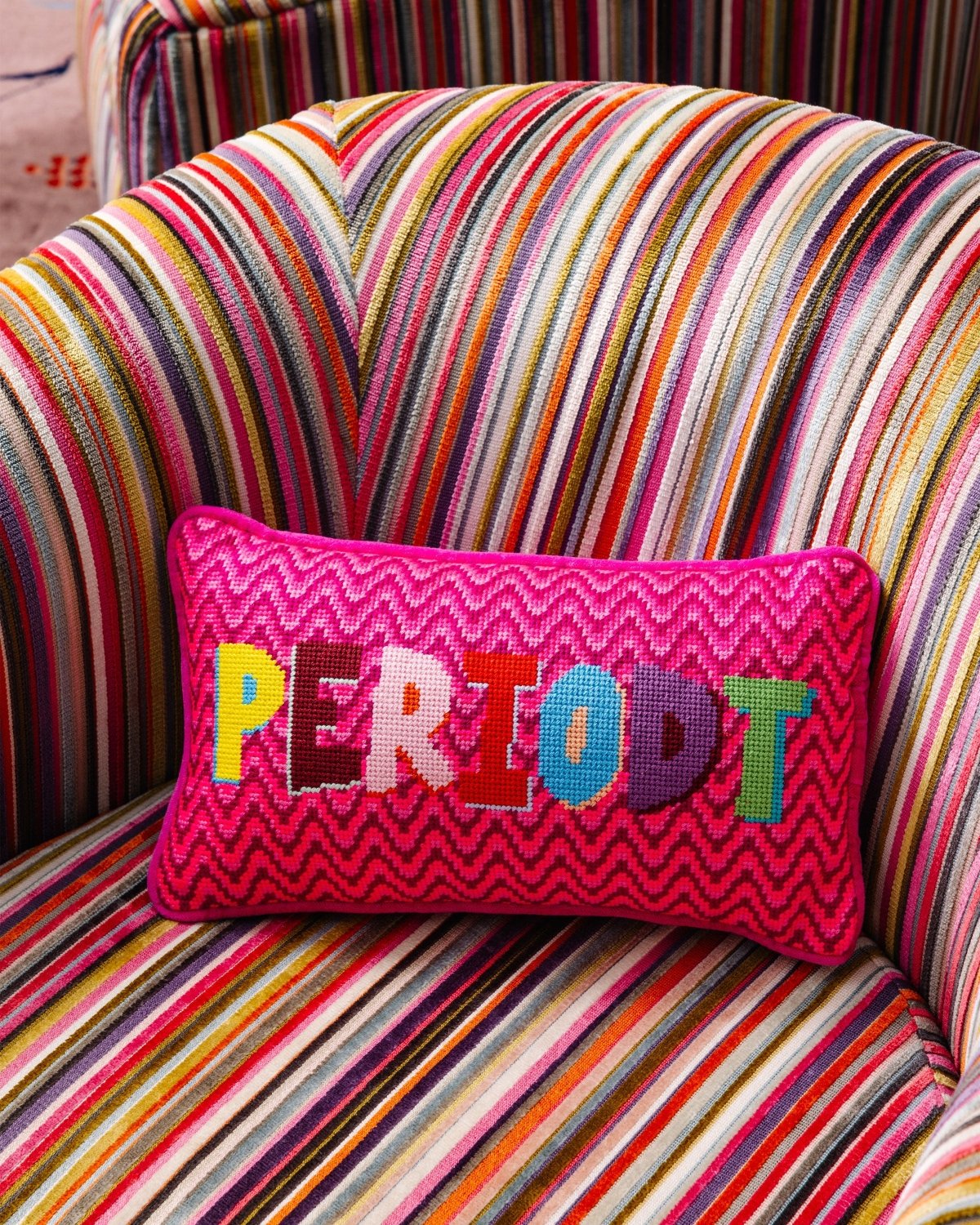Periodt Needlepoint Pillow - Poppy & Vine