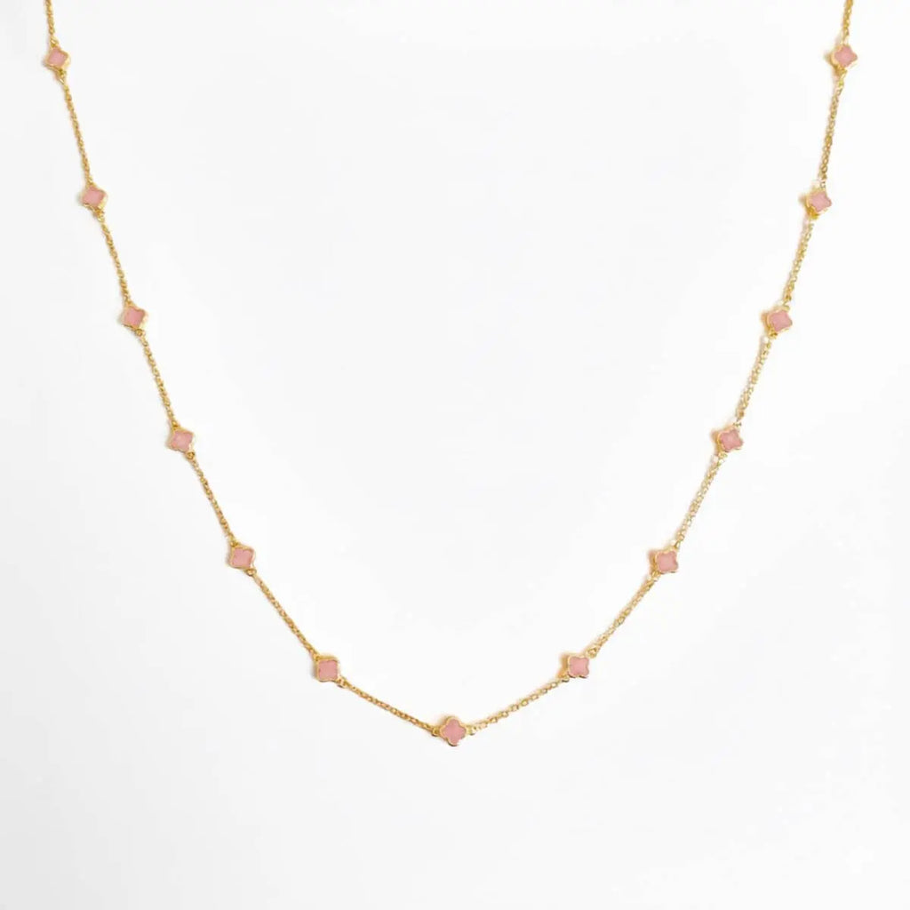 Petite Colored Clover Necklace - Poppy & Vine