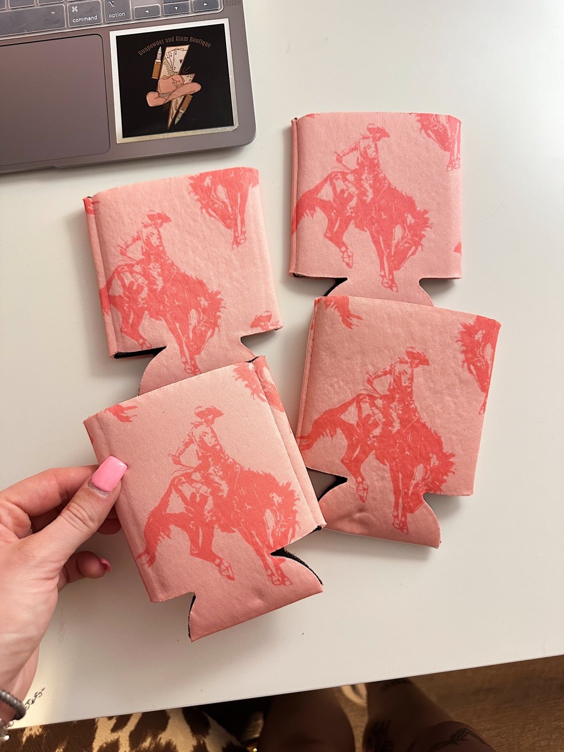 Pink Cowboy Koozie (2 sizes) - Poppy & Vine