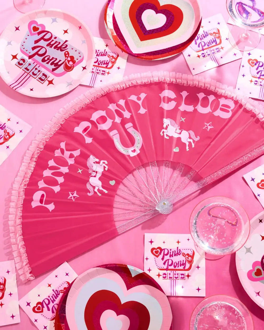 Pink Pony Club Glitter Folding Fan - Poppy & Vine