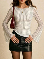Polka Dot Flare Sleeve Blouse - Poppy & Vine