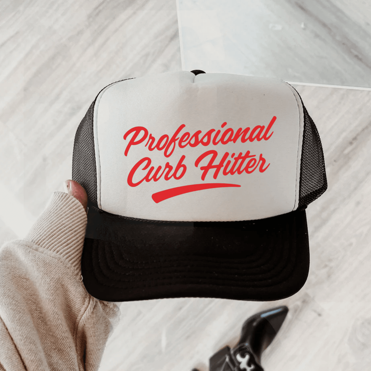 Professional Curb Hitter Trucker Hat – Funny Mom Life Parenting Baseball Trucker Cap - Poppy & Vine