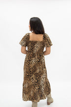 Puff Sleeve Midi Dress, Leopard - Poppy & Vine