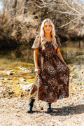 Puff Sleeve Midi Dress, Leopard - Poppy & Vine