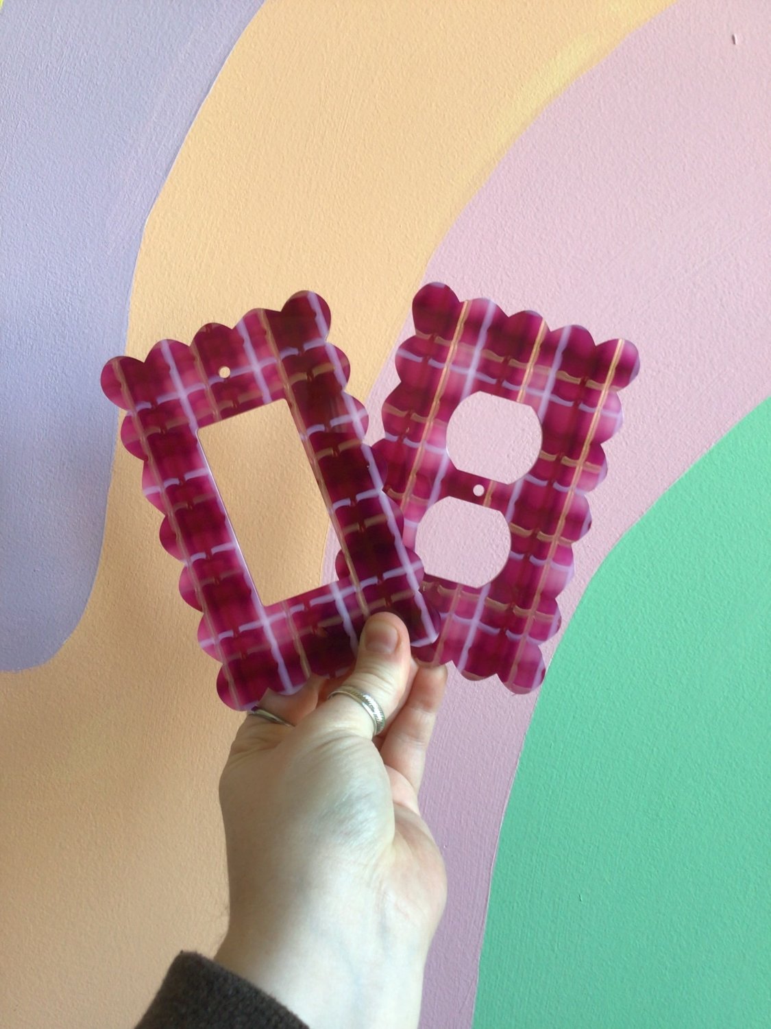 Purple Metallic Plaid Outlet Covers - Poppy & Vine