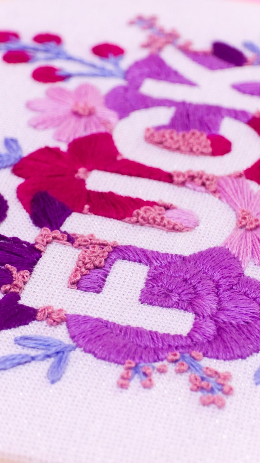Purple Negative Space FUCK Embroidery Kit - Beginner Friendly - Poppy & Vine