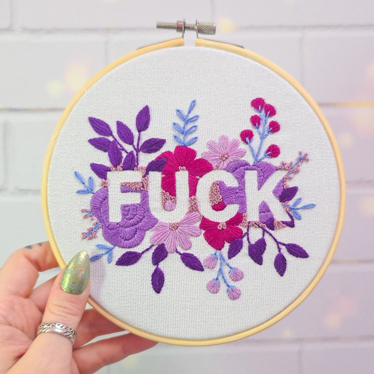 Purple Negative Space FUCK Embroidery Kit - Beginner Friendly - Poppy & Vine