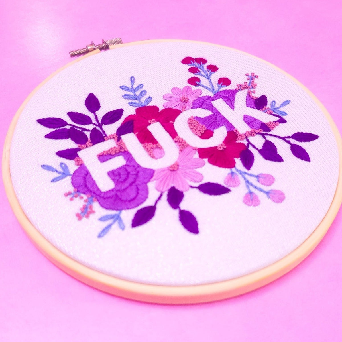 Purple Negative Space FUCK Embroidery Kit - Beginner Friendly - Poppy & Vine
