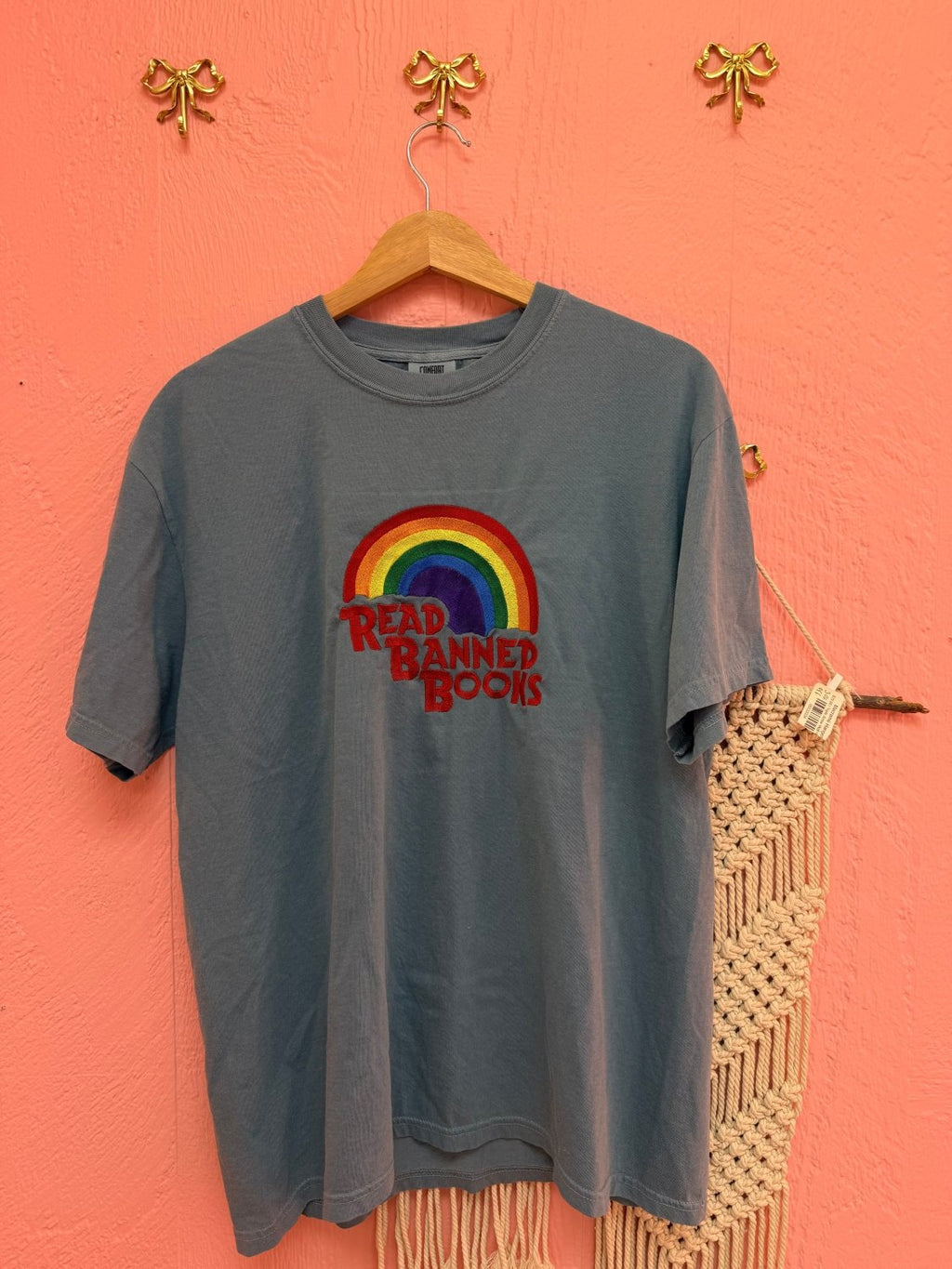 “Read Banned Books” Rainbow Embroidered Shirt - Poppy & Vine