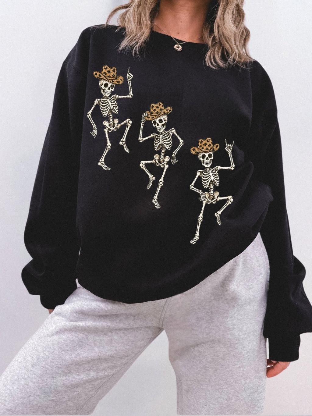 Retro Dancing Skeletons Western Graphic Crewneck Sweatshirt - Poppy & Vine