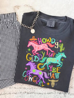 Retro Neon Howdy Giddy Up Comfort Colors Graphic Tee - Poppy & Vine