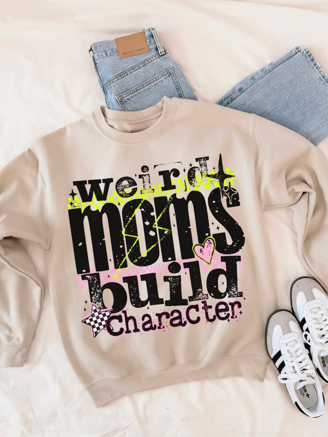 Retro Weird Moms Build Character Graphic Crewneck Sweatshirt - Poppy & Vine